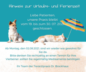 Urlaub Tierarztpraxis Dr.Brockhaus in Hattingen